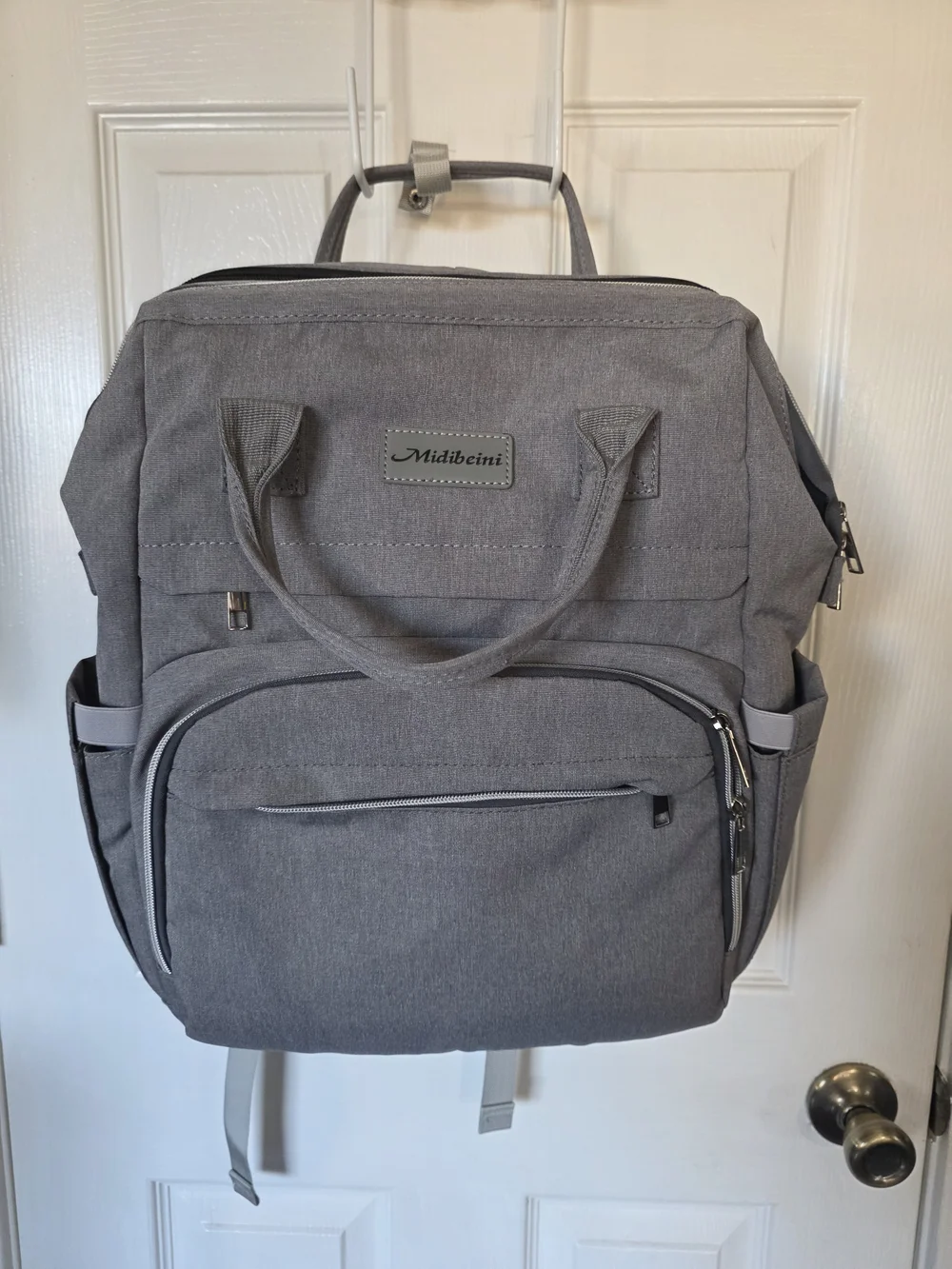 Gray Baby Diaper Backpack - Practical Hands-Free Baby Bag